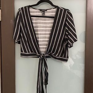 Striped Tie-Front Top